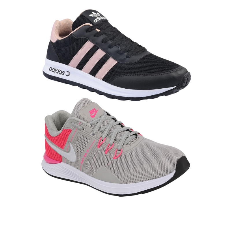 Kit 2 Tênis Neo Preto/Nude + Just Do It Cinza/Pink [Compre 1 Leve 2]